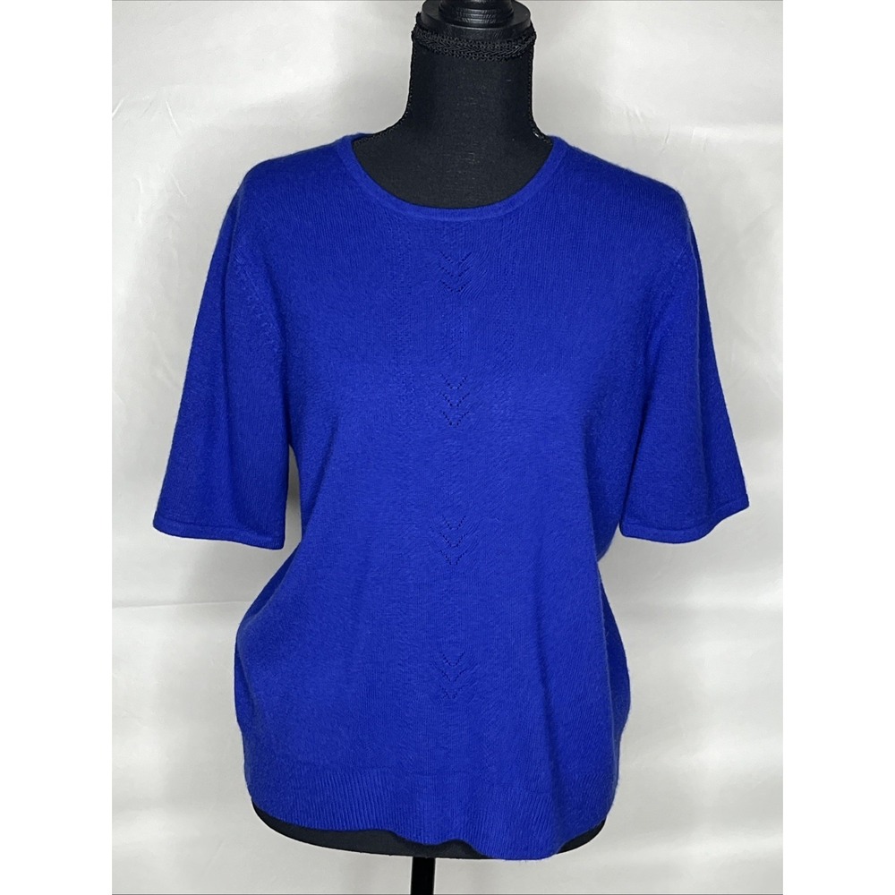 Napa Studio Women's Blue Short Sleeve Knit Sweater Size Medium